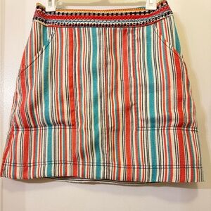 Anthropologie- Embroiled striped mini skirt Size4